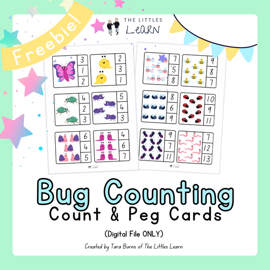 Bug Counting - Count and Peg Cards - PDF Digital Download