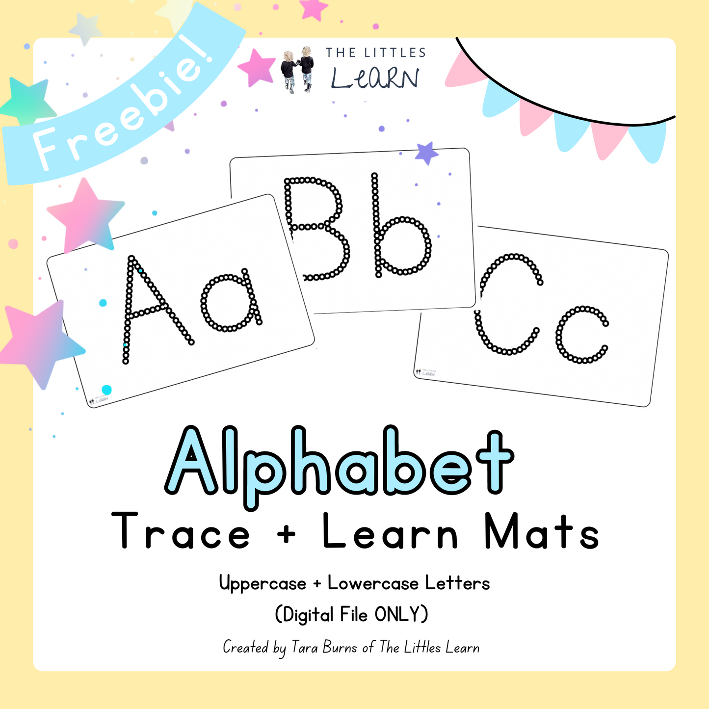 Alphabet letter mats in uppercase and lowercase for art actvitities and prewriting.
