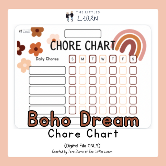 Chore Chart with neutral colours and boho theme.