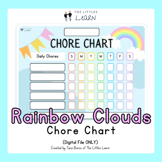 A pastel rainbow themed chore chart with sweet but bright pastel colours.