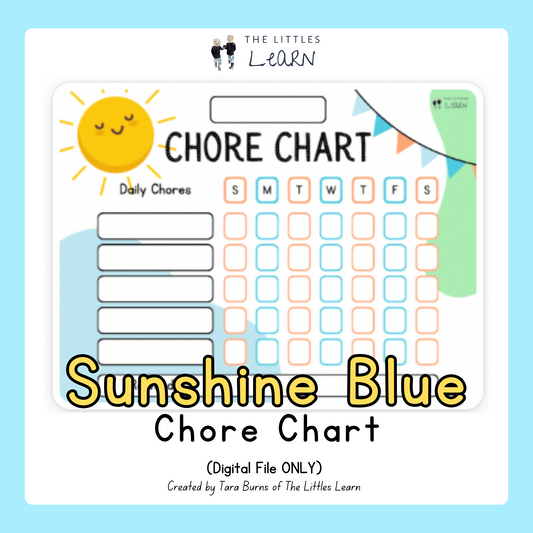 A cute and simple sunshine blue chore chart for kids.