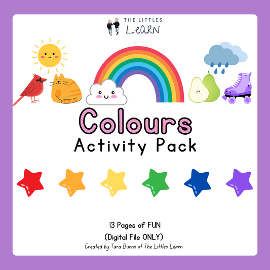 A printable pack of 13 brightly coloured activities for little ones to learn all about colours.