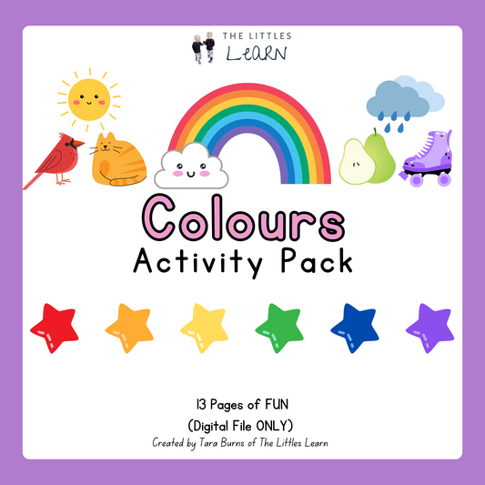 A printable pack of 13 brightly coloured activities for little ones to learn all about colours. 