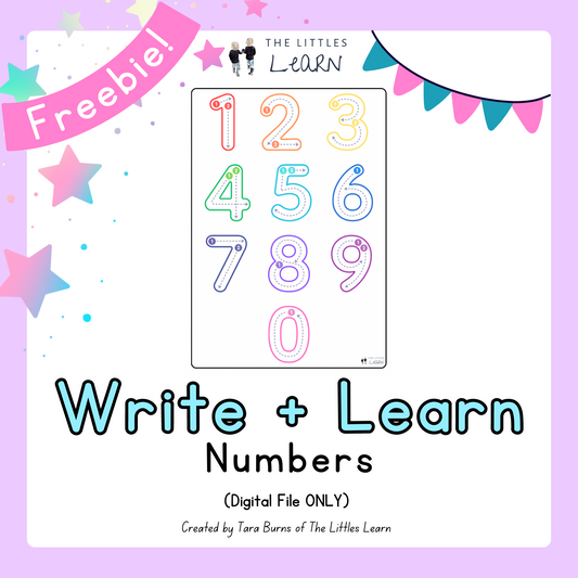Colourful numbers 0-9 for tracing and prewriting practice.