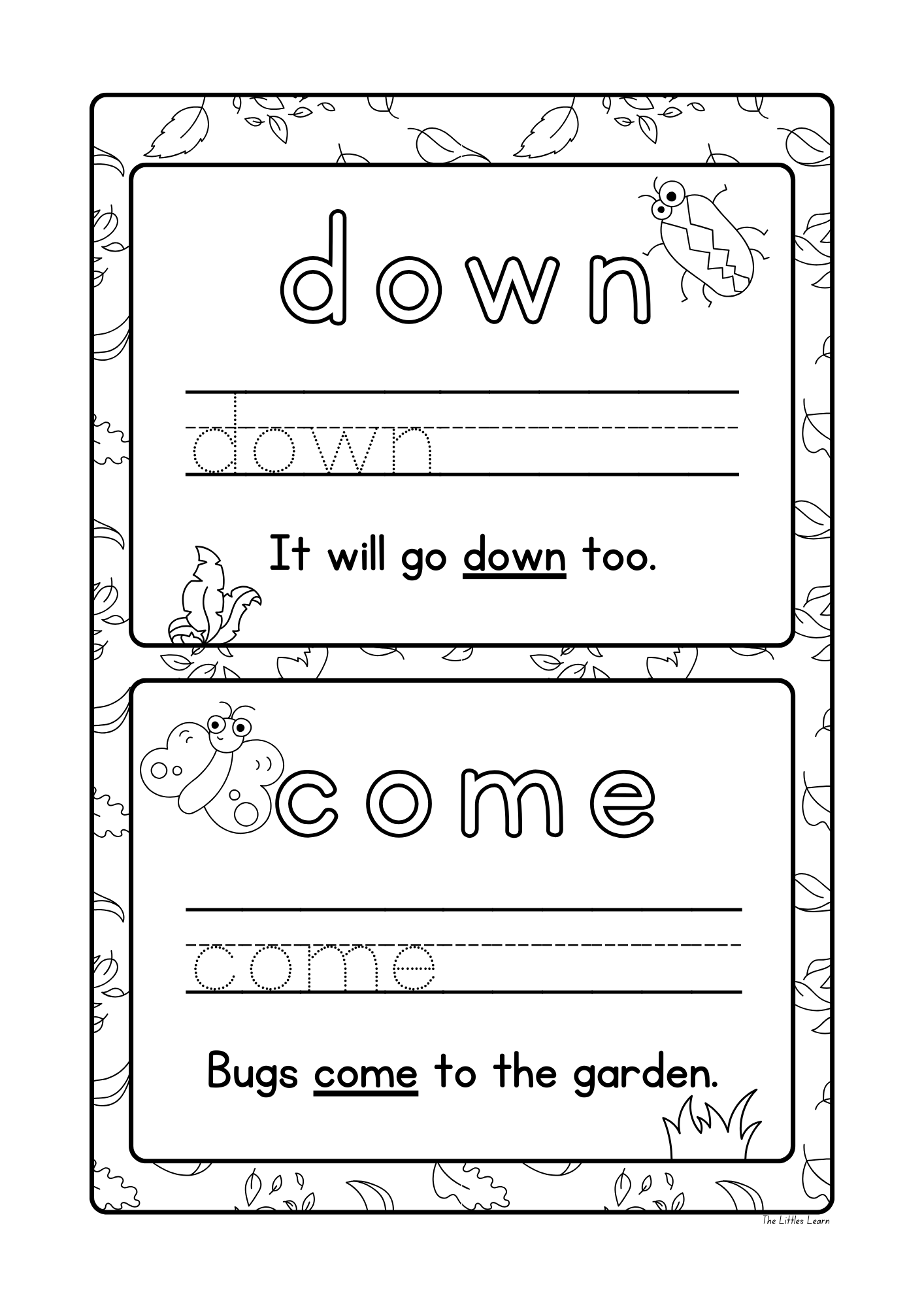 My Big Buggy Word Activity Book - PDF Digital Download