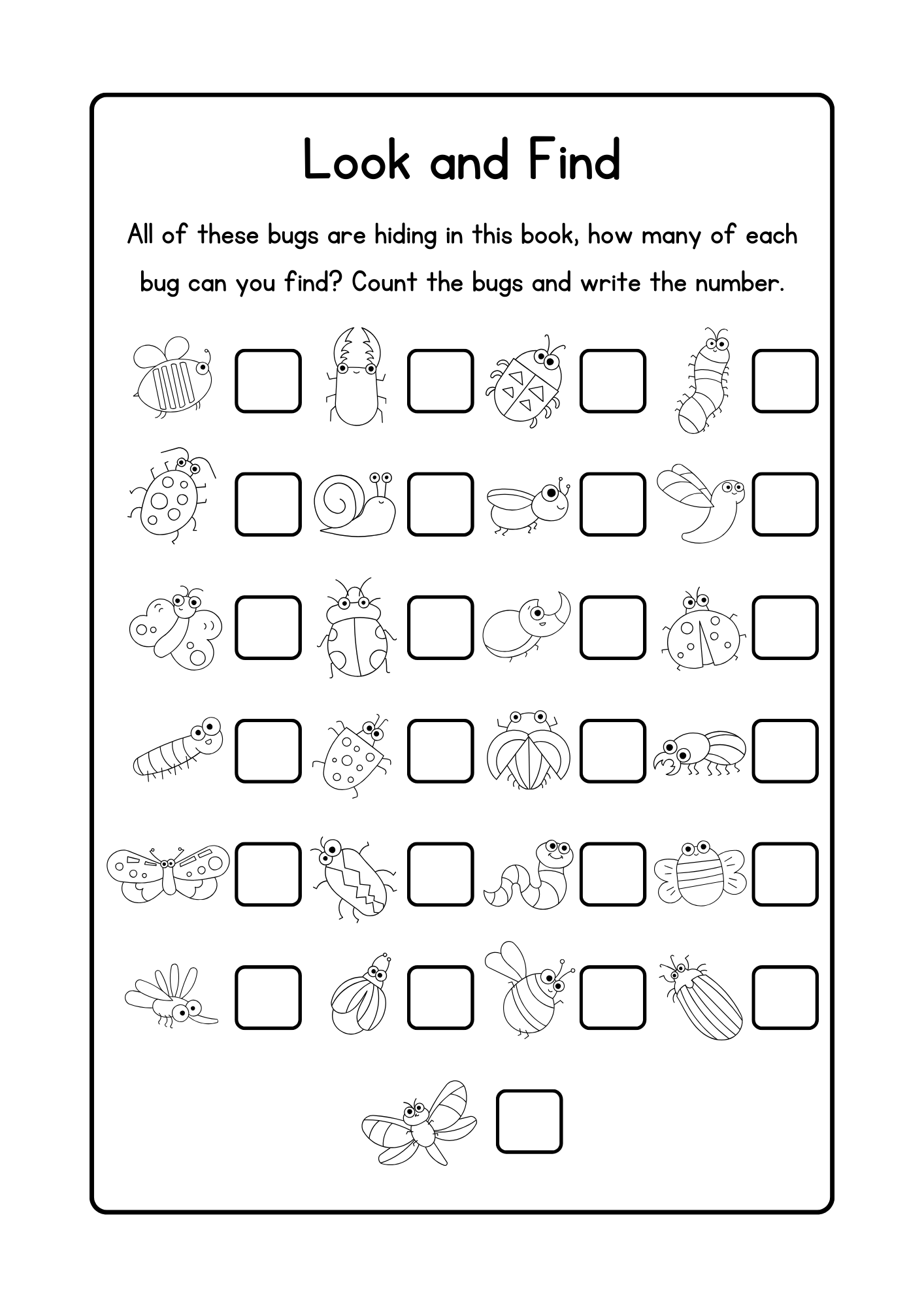 My Big Buggy Word Activity Book - PDF Digital Download