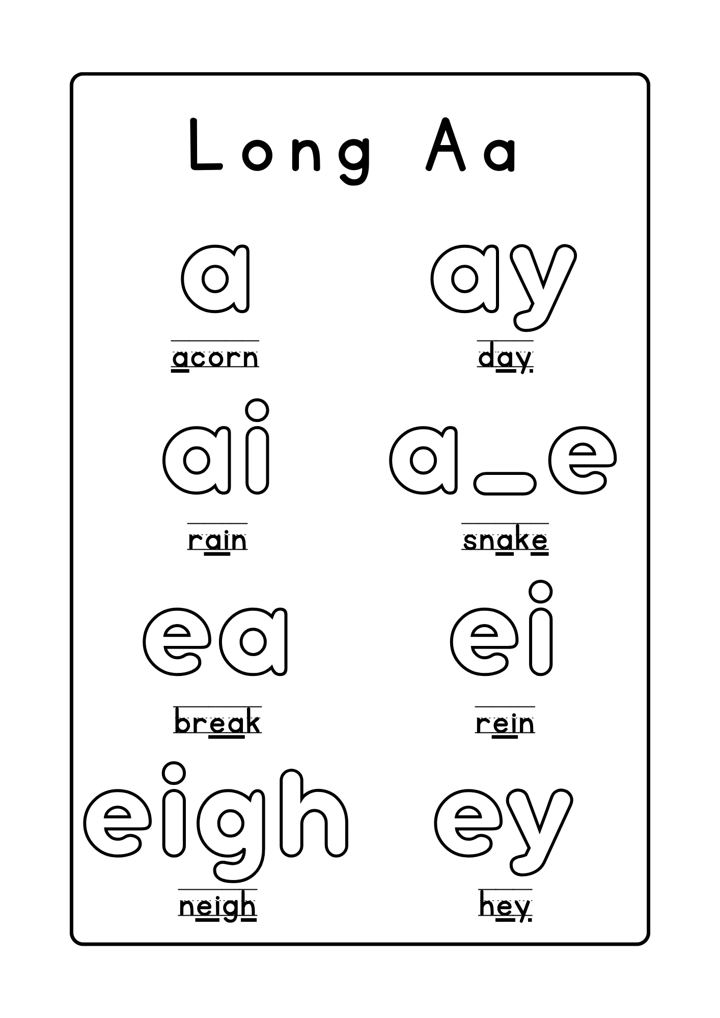 My Long Vowel Colouring Book - PDF Digital Download