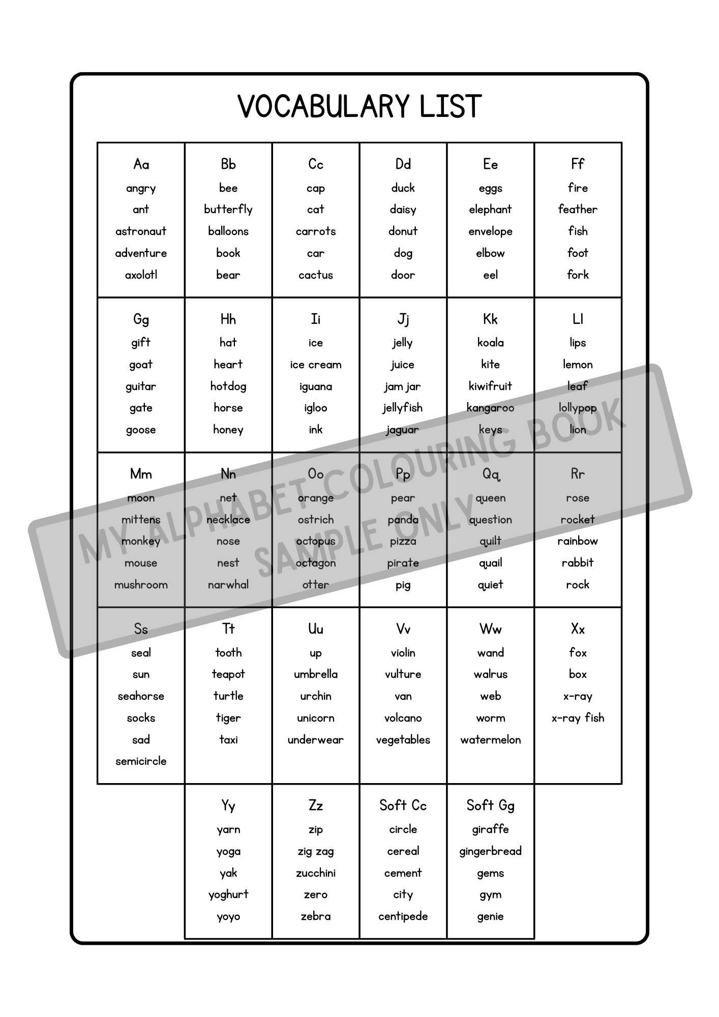 My Alphabet Colouring Book - PDF Digital Download