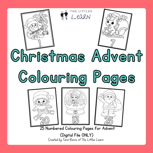 Christmas Advent Calendar Colouring Pages- PDF Digital Download
