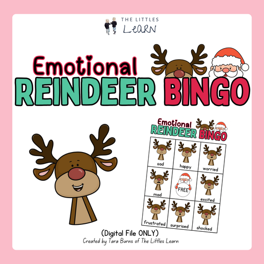 Emotional Reindeer BINGO Game - PDF Digital Download