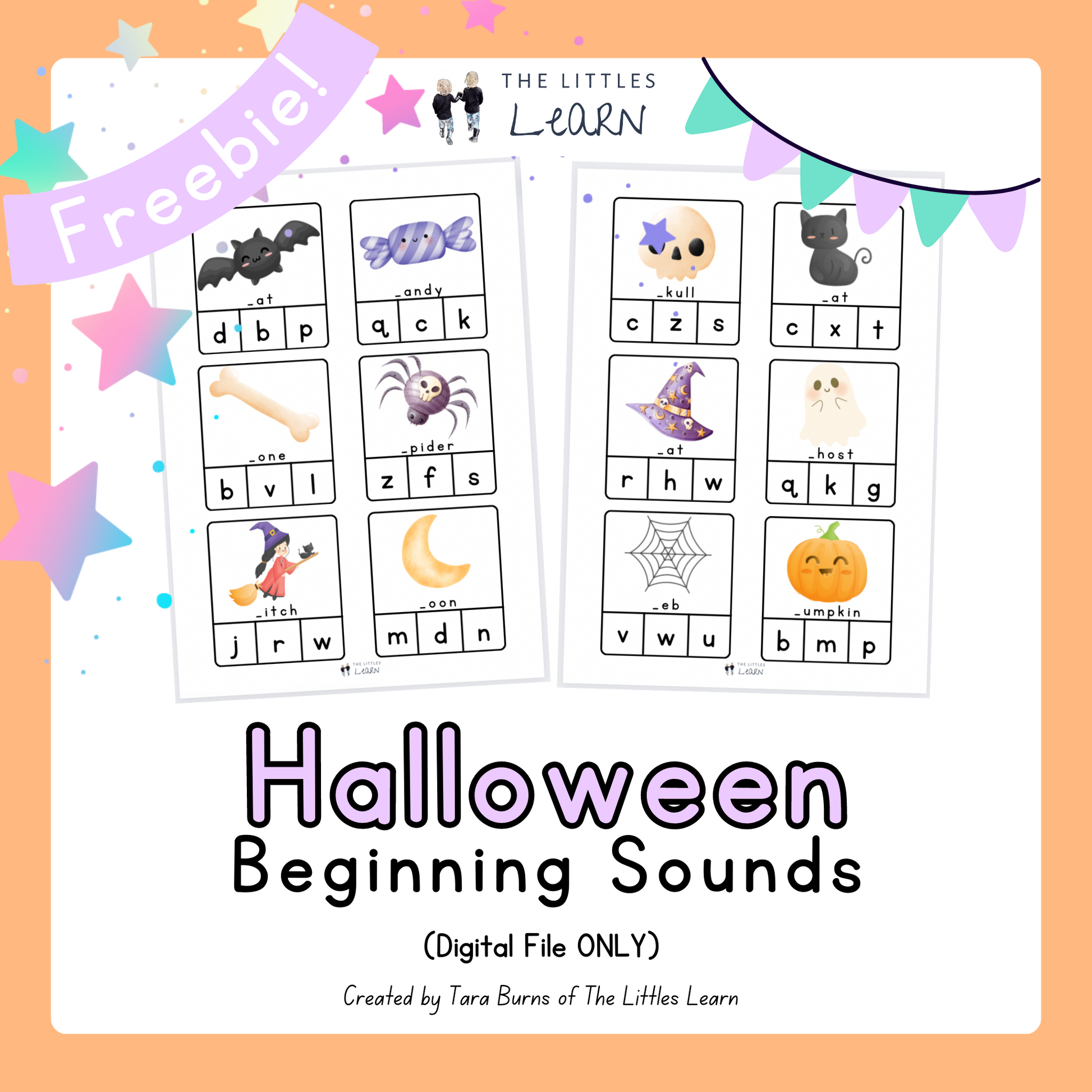 Cute halloween images to match with their correct beginning letter.